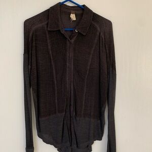 We The Free Charcoal Button Up Blouse
